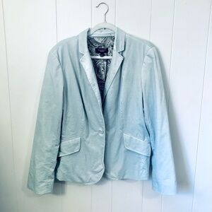 Talbots Blazer Velour Velvet Pale Blue Cotton Women’s 16